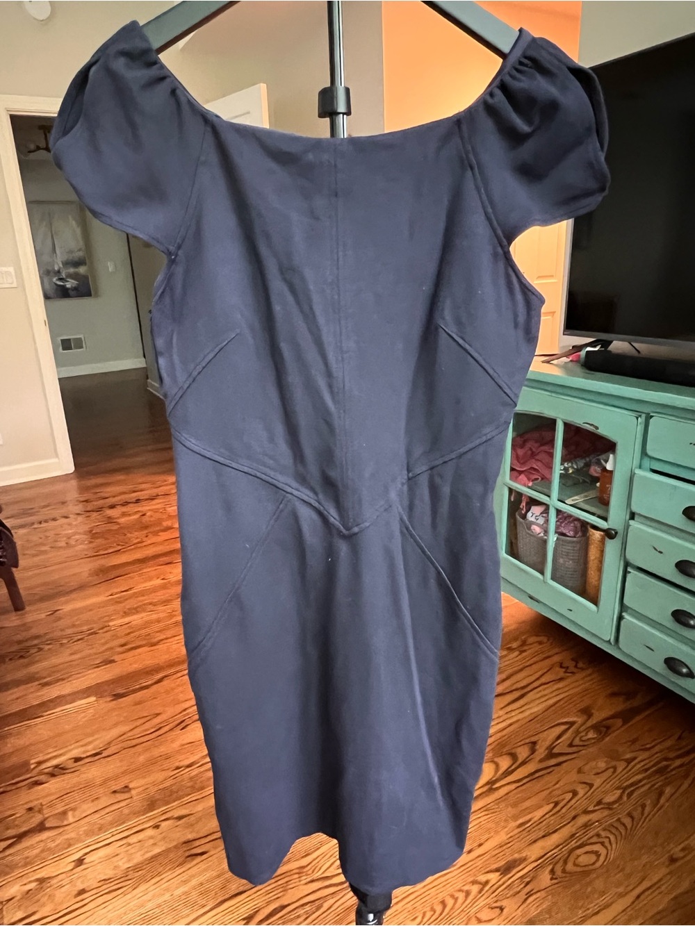 Diane Von Furstenberg Navy Short-Sleeve Midi Dress